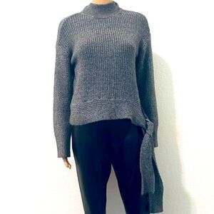 Worthington Charcoal Turtleneck Sweater with Side Tie